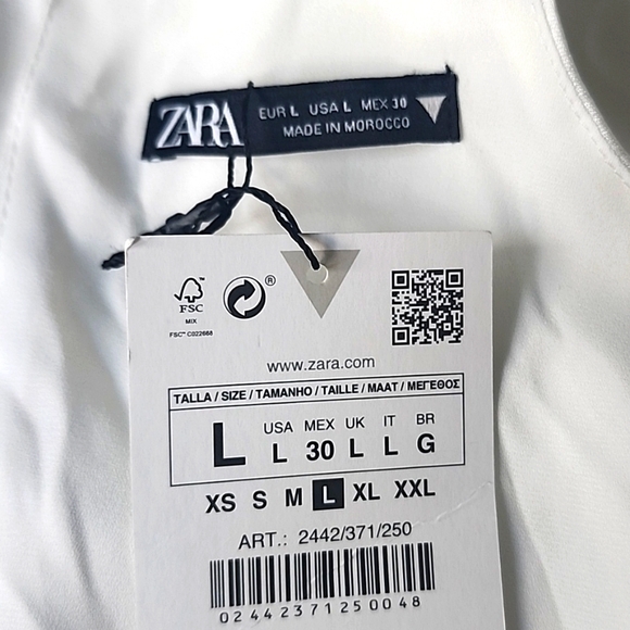 NWT Zara White Satin Effect Open Tie Back Top, Size L - Picture 8 of 9